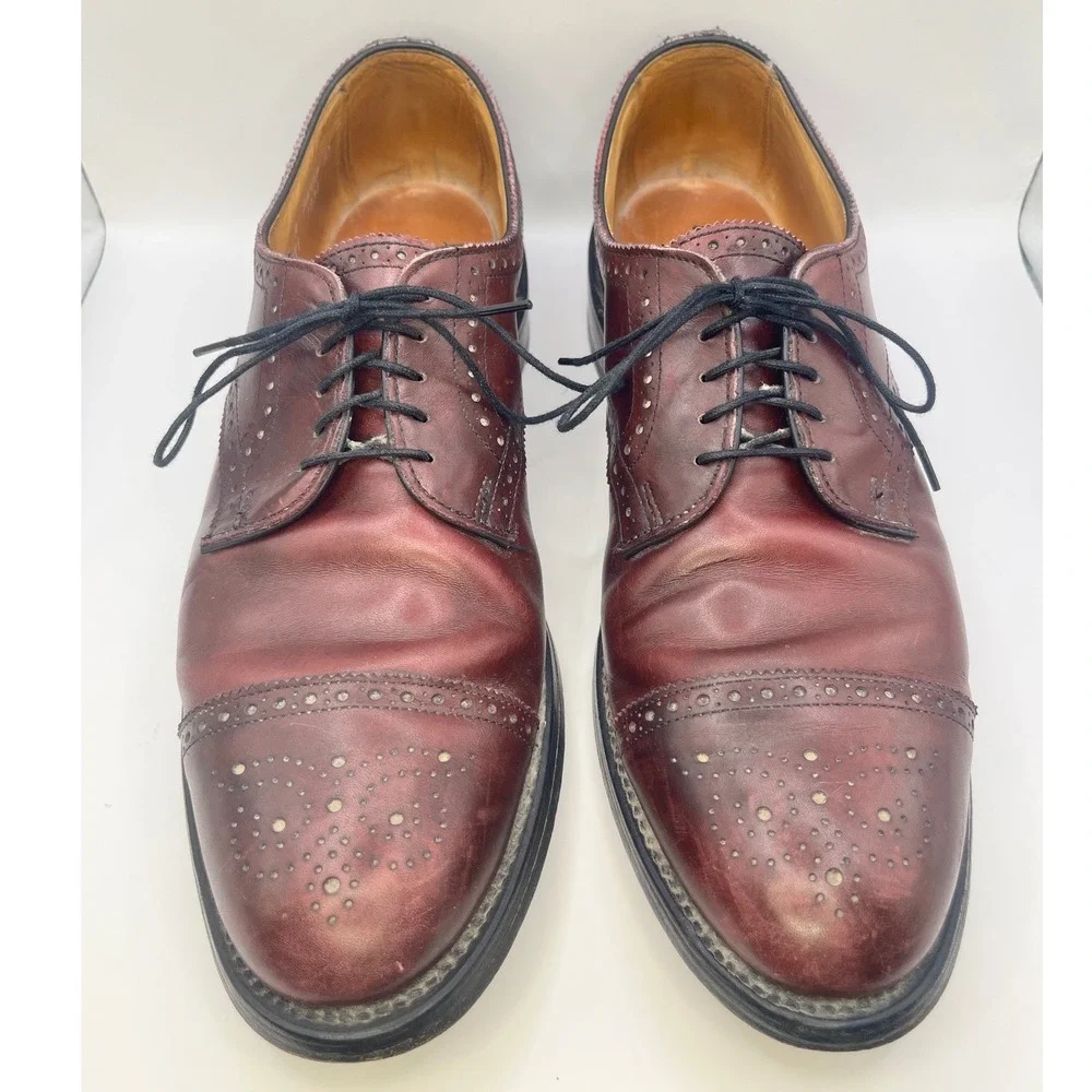 Allen‎ Edmonds Lexington Burgundy Leather Cap Toe Wingtip Derby Shoes 11.5 R